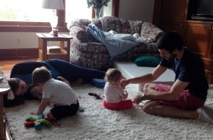 Playing with Aunty Amy and Uncle Collin